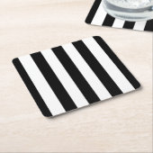 白黒のストライプパターンストライプの、線 スクエアペーパーコースター (アングル)