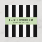 白黒のストライプパターンストライプの、線 スクエア名刺 (正面)