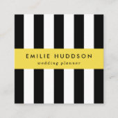 白黒のストライプパターンストライプの、線 スクエア名刺 (正面)
