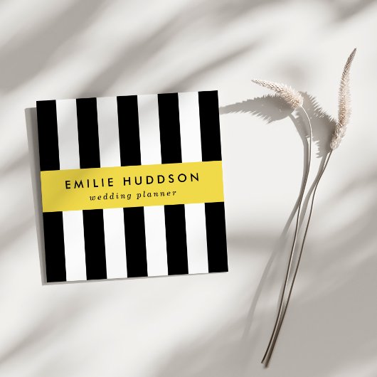 白黒のストライプパターンストライプの、線 スクエア名刺