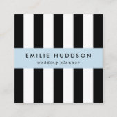 白黒のストライプパターンストライプの、線 スクエア名刺 (正面)
