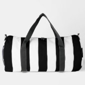 白黒のストライプパターンストライプの、線 ダッフルバッグ (裏面)