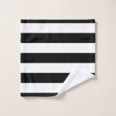 白黒のストライプパターンストライプの、線 バスタオルセット (ウォッシュタオル)
