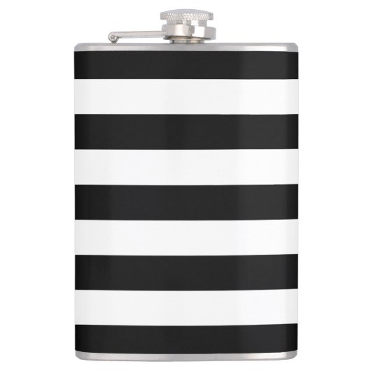 白黒のストライプパターンストライプの、線 フラスク (正面)