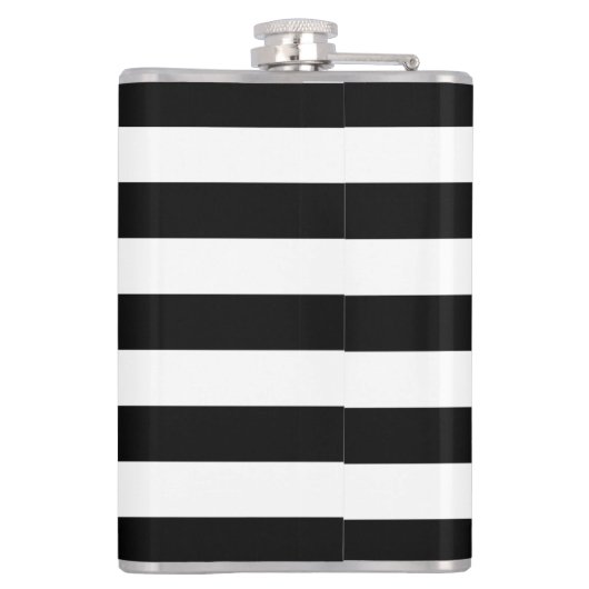 白黒のストライプパターンストライプの、線 フラスク (裏面)