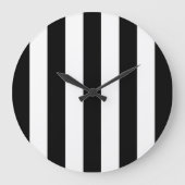 白黒のストライプパターンストライプの、線 ラージ壁時計 (正面)