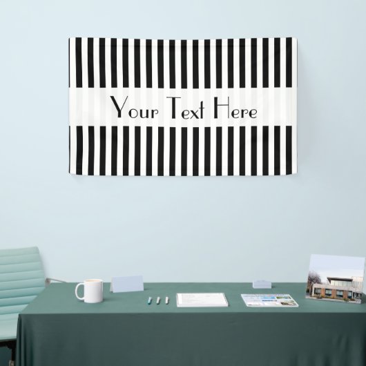 白黒のストライプパターンストライプの、線 横断幕 (トレードショー)