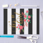 白黒のストライプフローラ |ベビーガール 薄葉紙 (クラフト)