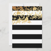 白黒のストライプブライダルシャワー 招待状 (裏面)