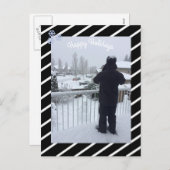 白黒のストライプ休日の写真 シーズンポストカード (正面/裏面)