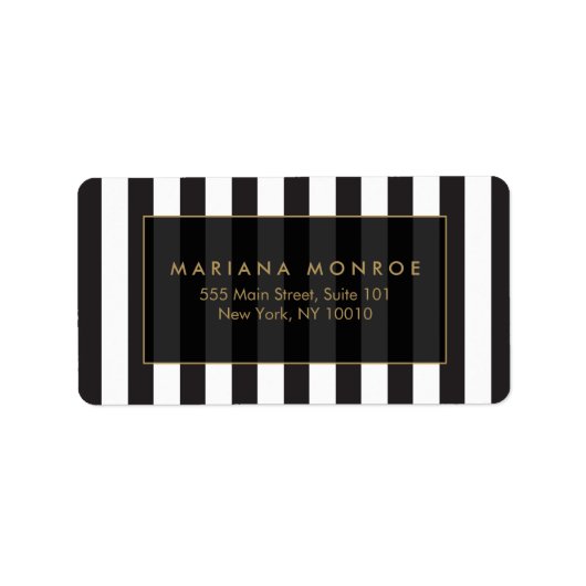 白黒のストライプ住所 シール (正面)
