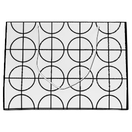 白黒のストライプ円 ラージペーパーバッグ