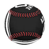 白黒のストライプ名前をカスタムすると数字 野球ボール (正面)