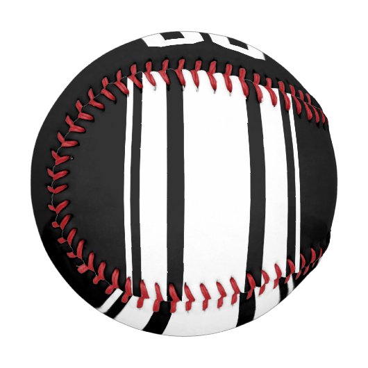 白黒のストライプ名前をカスタムすると数字 野球ボール (正面左)