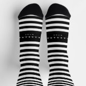 白黒のストライプ名前をカスタムする ソックス (上部)