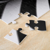 白黒のストライプ女性 ジグソーパズル (側面)