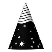 白黒のストライプ星 パーティーハット (正面)