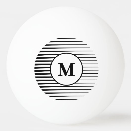 白黒のストライプ柄のモノグラスタイリッシュム 卓球ボール (正面)