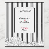 白黒のストライプ模様の花 ワインラベル (シングルラベル)