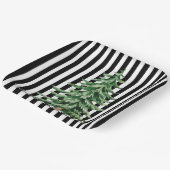 白黒のストライプ水彩色クリスマスツリー ペーパープレート (傾斜あり)