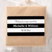 白黒のストライプ水結婚瓶ラベル ラベル (インサイチュ)