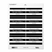 白黒のストライプ水結婚瓶ラベル ラベル (フルシート)