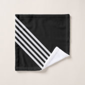 白黒のストライプ浴室 バスタオルセット (ウォッシュタオル)