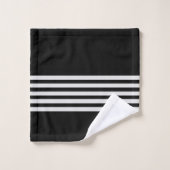 白黒のストライプ浴室 バスタオルセット (ウォッシュタオル)