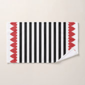 白黒のストライプ赤いハート バスタオルセット (ハンドタオル)