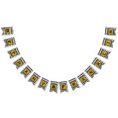 白黒のストライプ金ゴールドのパタ結婚ーン バンティングフラッグ (全)