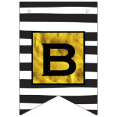 白黒のストライプ金ゴールドのパタ結婚ーン バンティングフラッグ (第1の旗)