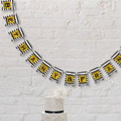 白黒のストライプ金ゴールドのパタ結婚ーン バンティングフラッグ