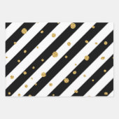 白黒のストライプ金ゴールドのヒント ラッピングペーパーシート (正面2)