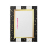 白黒のストライプ金ゴールドフェイク紙吹雪 ノートパッド (回転)