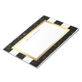 白黒のストライプ金ゴールドフェイク紙吹雪 ノートパッド (アングル)