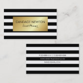 白黒のストライプ金ゴールド・ビジネス・カード 名刺 (正面/裏面)