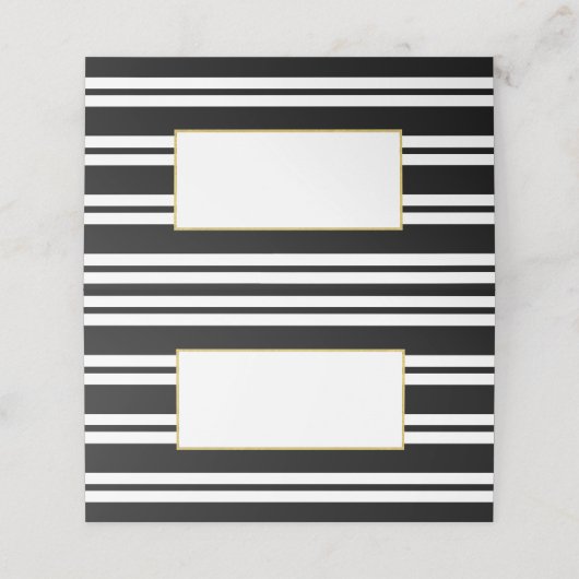 白黒のストライプ |の折り結婚曲げ座席表 プレイスカード (外部開封)