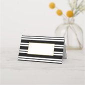 白黒のストライプ |の折り結婚曲げ座席表 プレイスカード (正面)