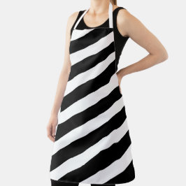 白黒のストライプ エプロン