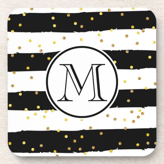 白黒のストライプ コースター (正面)