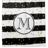 白黒のストライプ シャワーカーテン (正面)