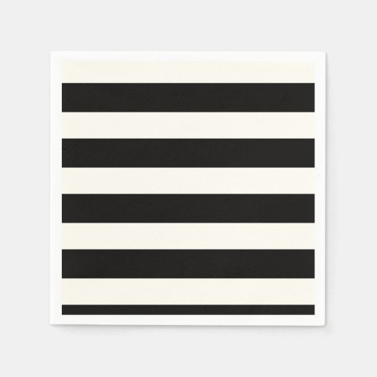白黒のストライプ スタンダードカクテルナプキン (正面)