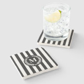 白黒のストライプ ストーンコースター (横)