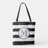 白黒のストライプ トートバッグ (裏面)