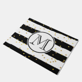 白黒のストライプ ドアマット (アングル)