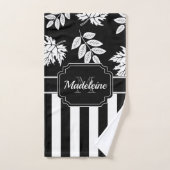 白黒のストライプ バスタオルセット (ハンドタオル)