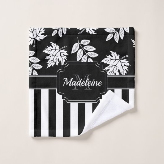 白黒のストライプ バスタオルセット (ウォッシュタオル)