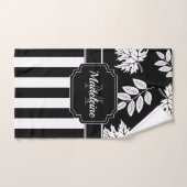 白黒のストライプ バスタオルセット (ハンドタオル)