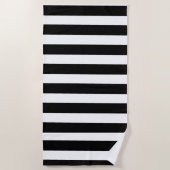 白黒のストライプ ビーチタオル (正面)