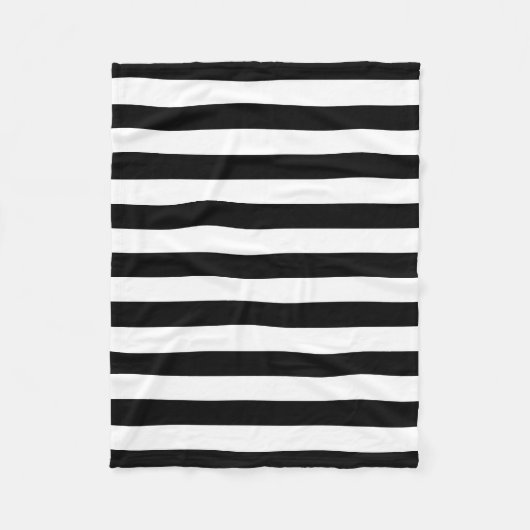 白黒のストライプ フリースブランケット (正面)